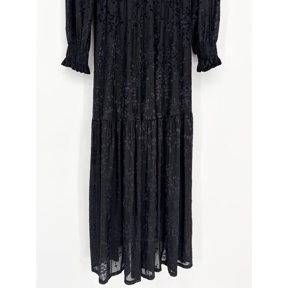 Lauren Conrad Black High Low Ruffle Hem Wrap Dress Dize L - Picture 7 of 10